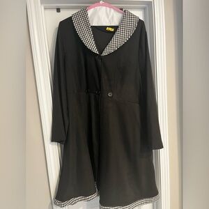 Black Houndstooth Trimmed Coat